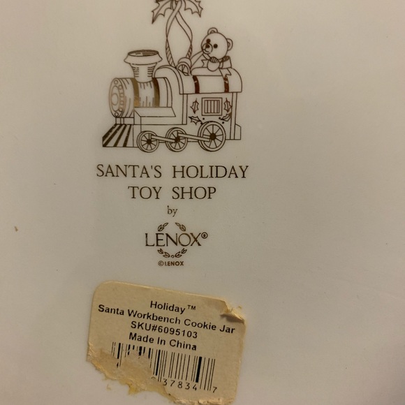 LENOX Large Cookie Jar Santa & Elf Painting Train Holiday Toy Shop Collectible! - Picture 13 of 13